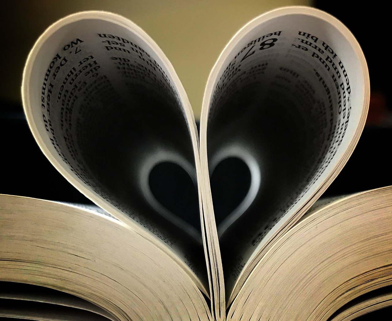 Bible pages curled into the shape of a heart